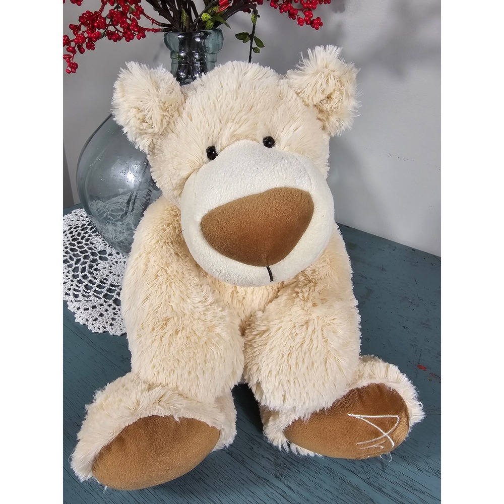 Aria Plush Teddy Bear Shaggy Cream Tan Stuffed Animal Large Snuggly Soft Toy